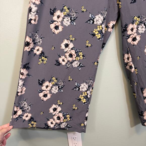 Torrid Floral Crepe Wide Leg Pant Womens 4X Gray Pull On Stretch Boho Trousers - Picture 4 of 9
